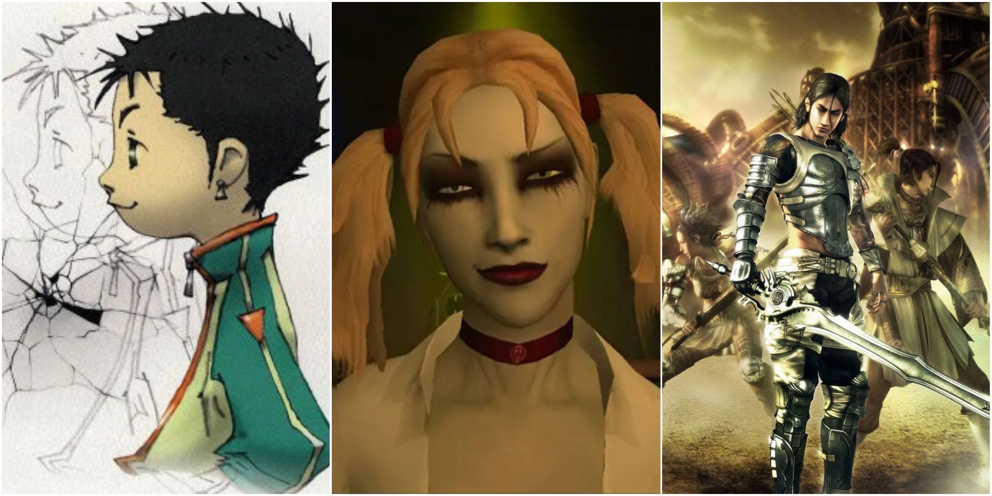 A collage of images from Contact, Vampire: The Masquerade - Bloodlines, and Lost Odyssey