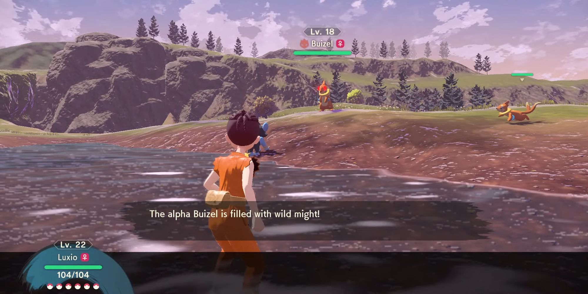 player battling an alpha buizel