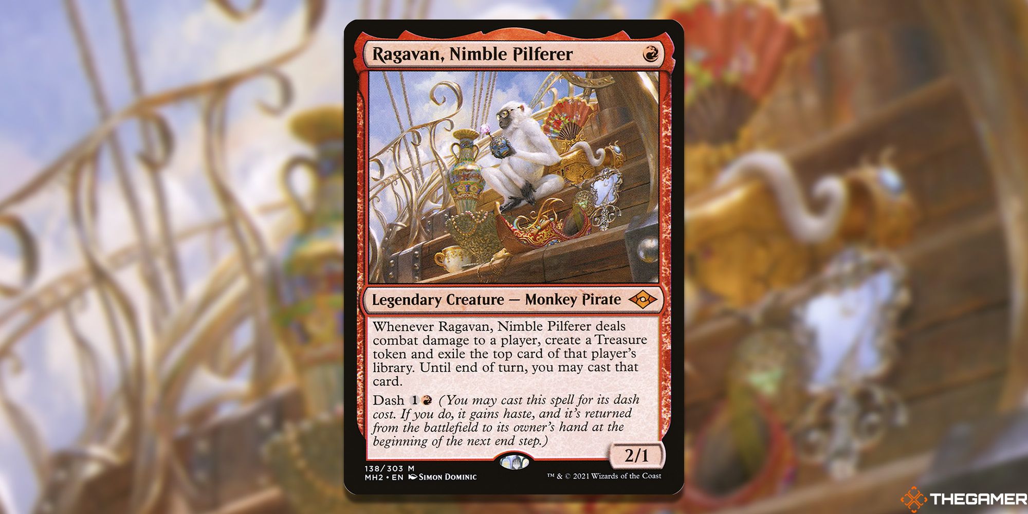 Ragavan, Nimble Pilferer Magic: The Gathering card overlaid over artwork.