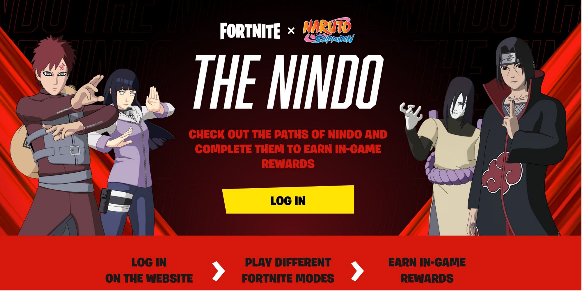 The Nindo challenge login screen on the Epic website