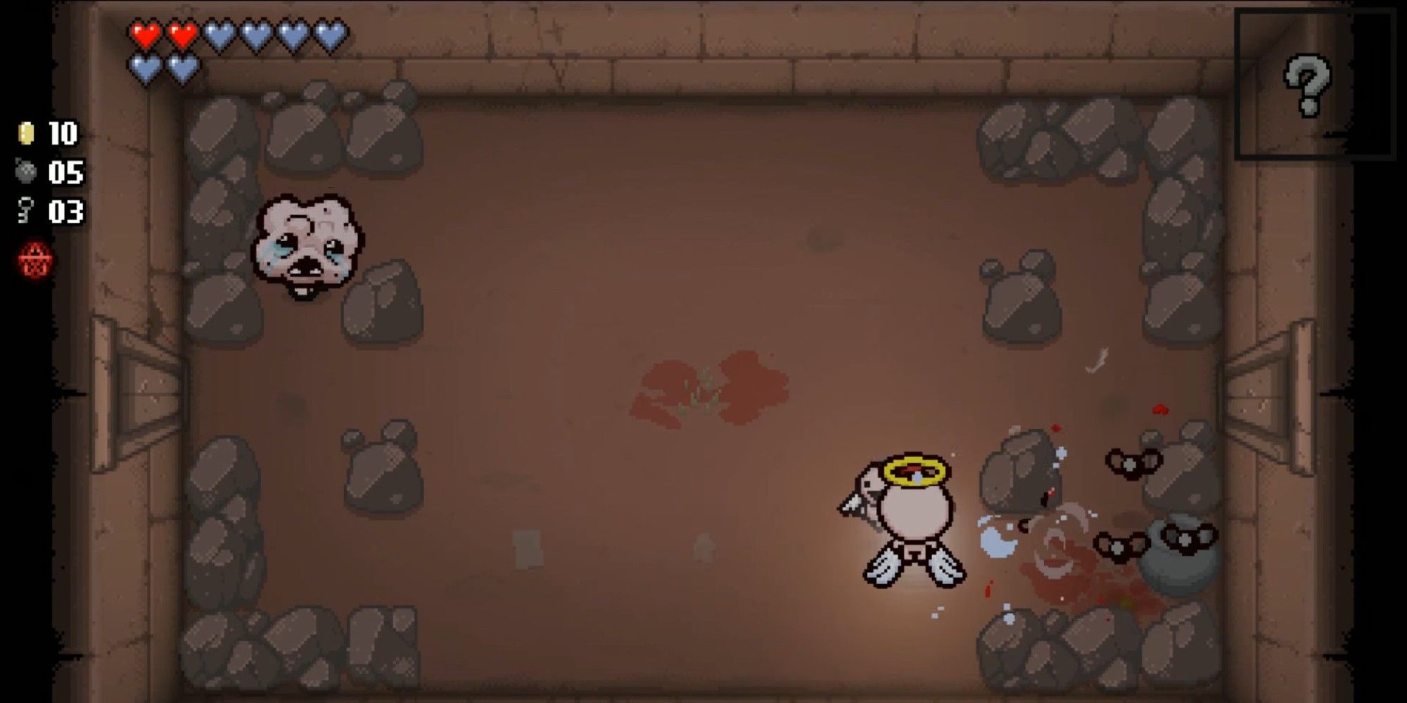 The Binding of Isaac Seraphim Transformation attacking neutral flies