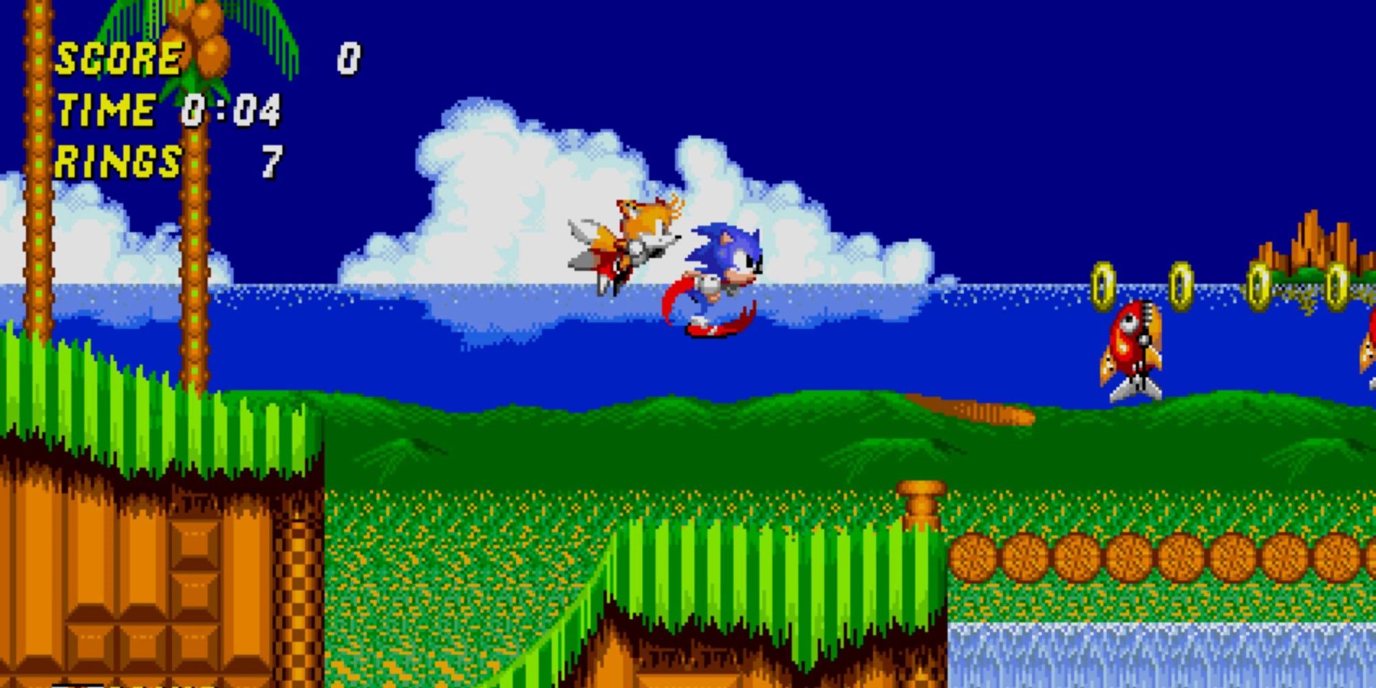 Sonic and Tails going through emerald hill zone from Sonic 2.