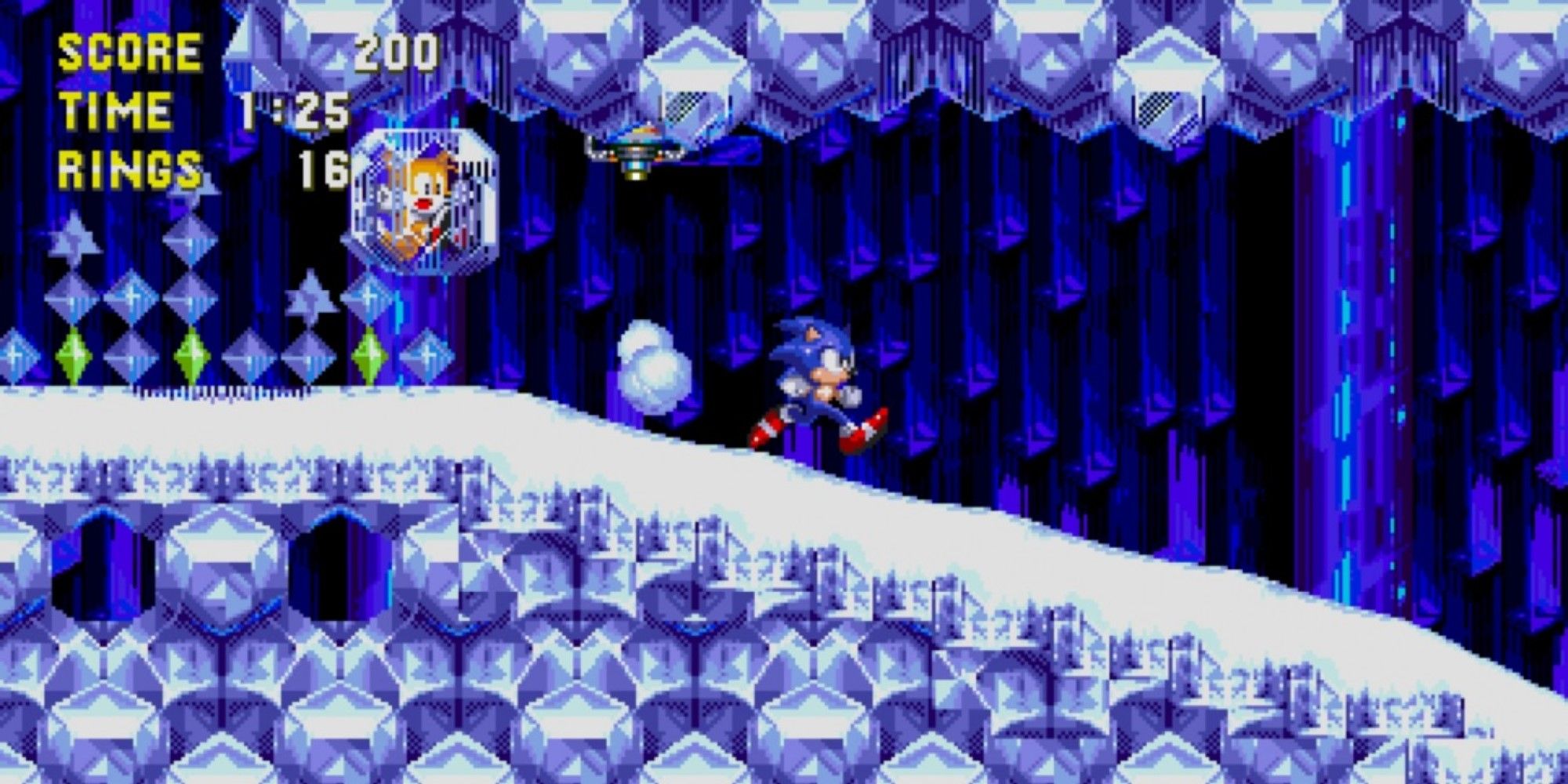 Sonic and Tails going through Ice Cap Zone in Sonic 3.