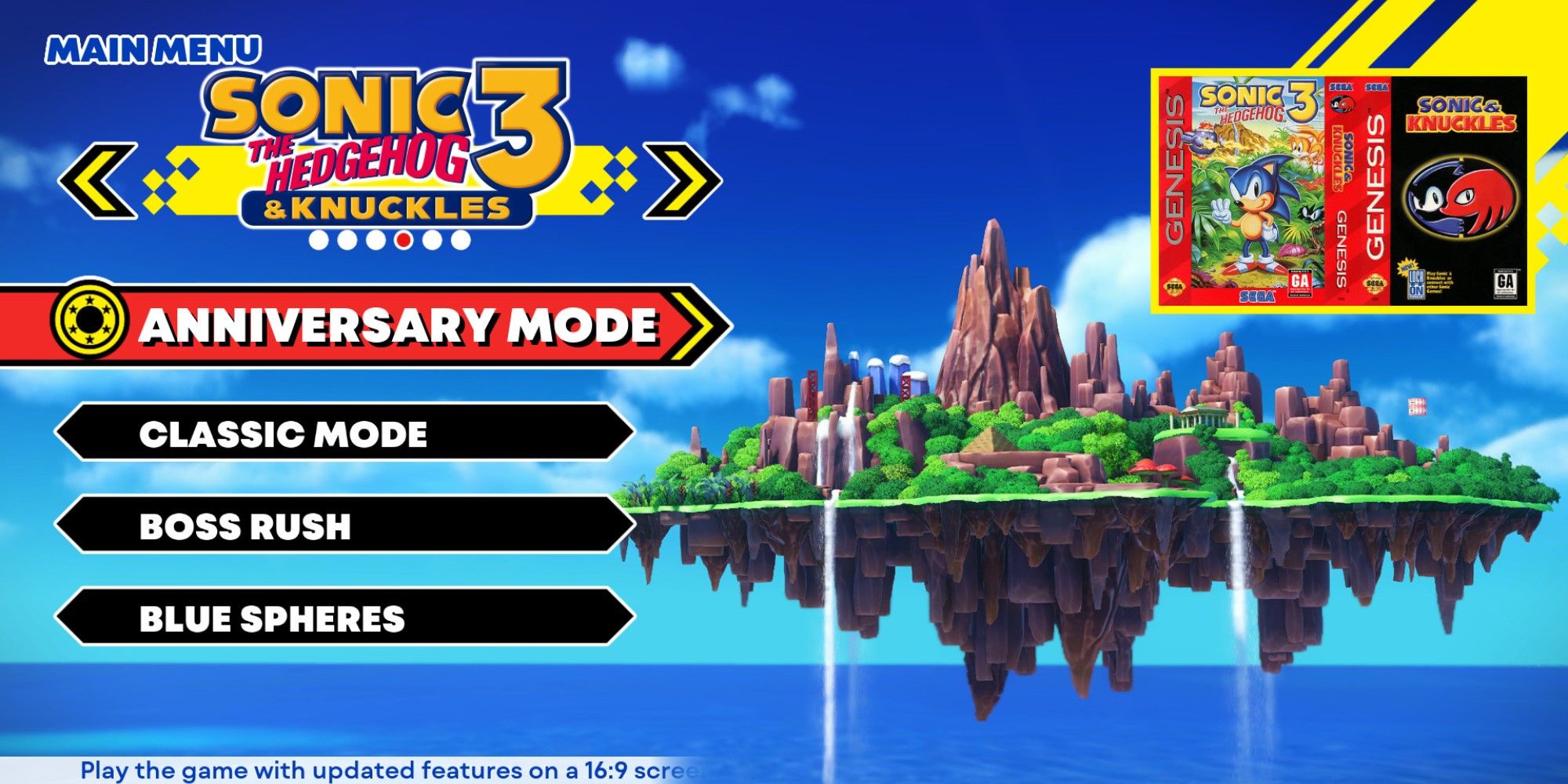 sonic 3 sonic origins menu