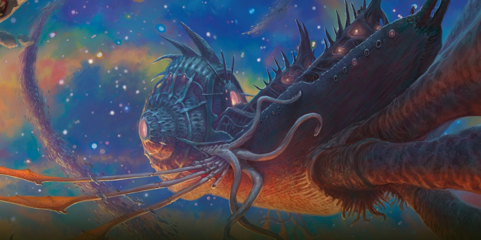Giant shell ship with tentacles in space