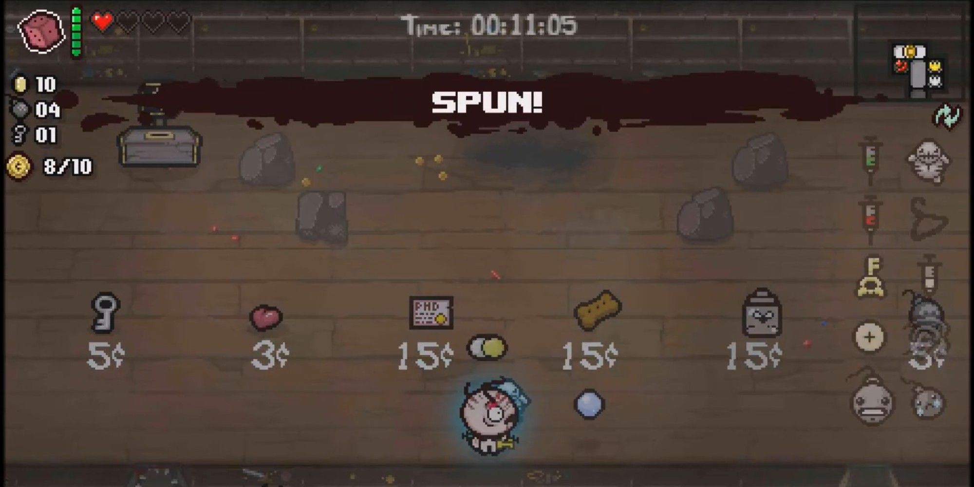 The Binding of Isaac Spun Transformation in the shop in greed mode