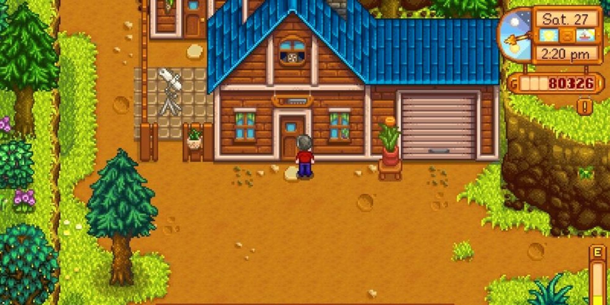 player standing in front of robins house