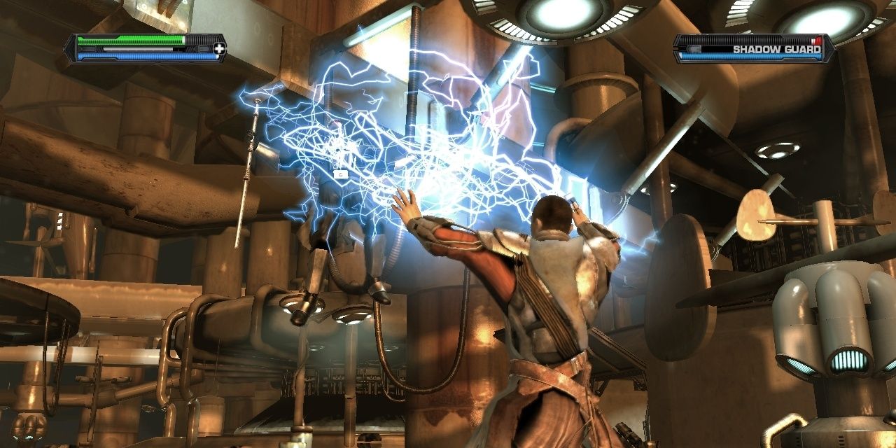 Starkiller using force lightning in The Force Unleashed