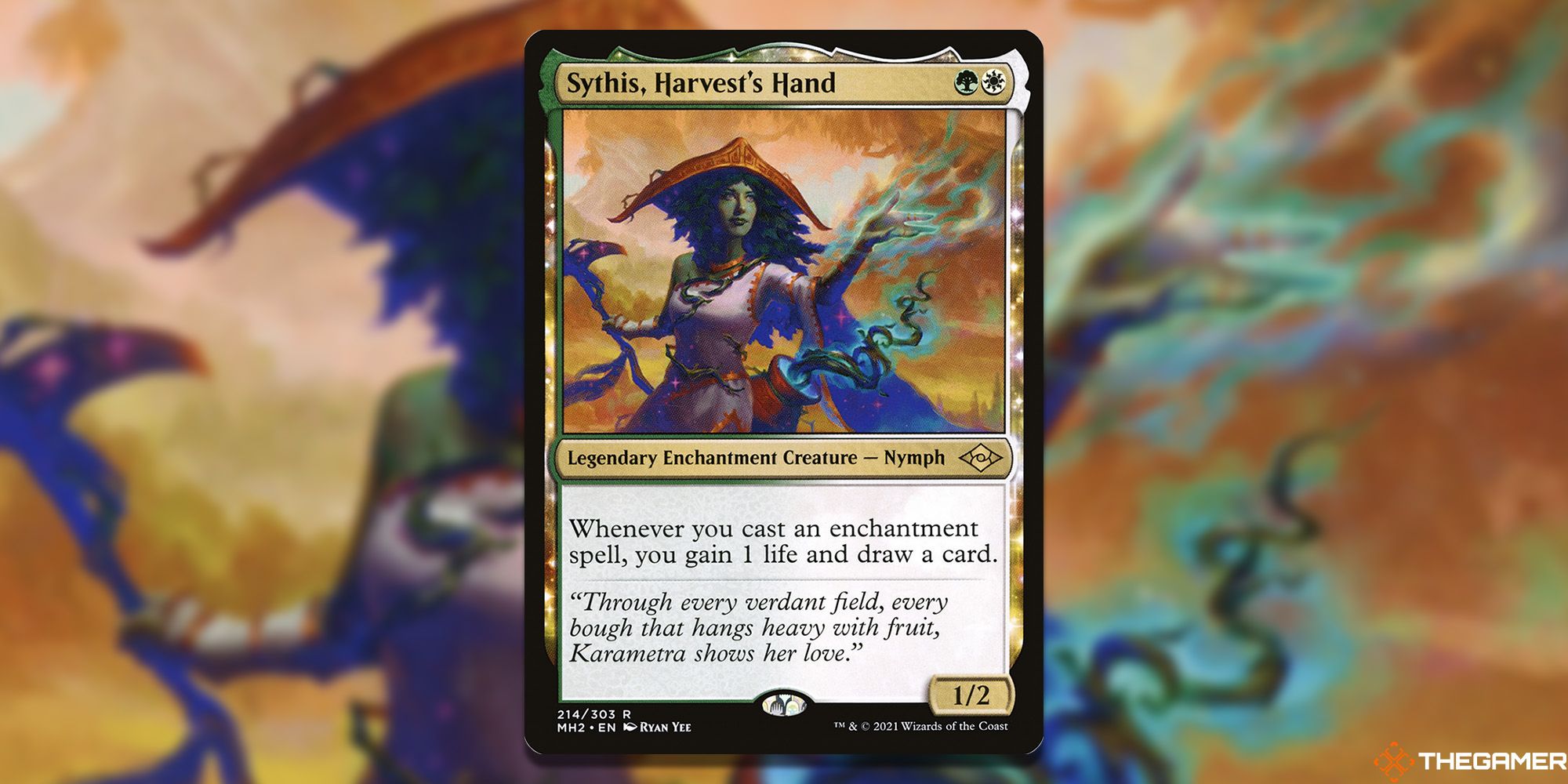 Image of the sythis, harvest's hand card in Magic: The Gathering, with art by Ryan Yee