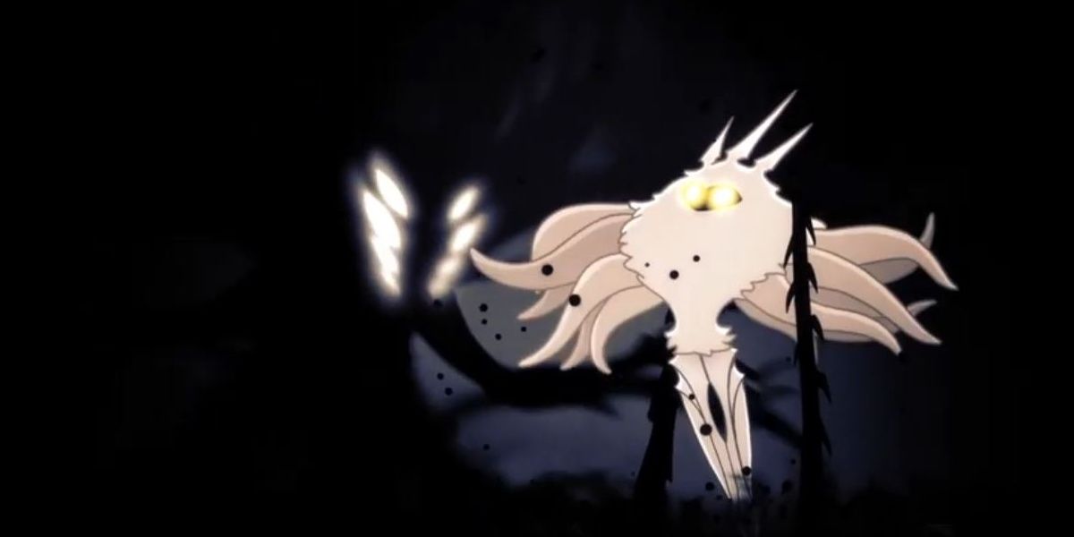 The Knight destroying Absolute Radiance in Hollow Knight