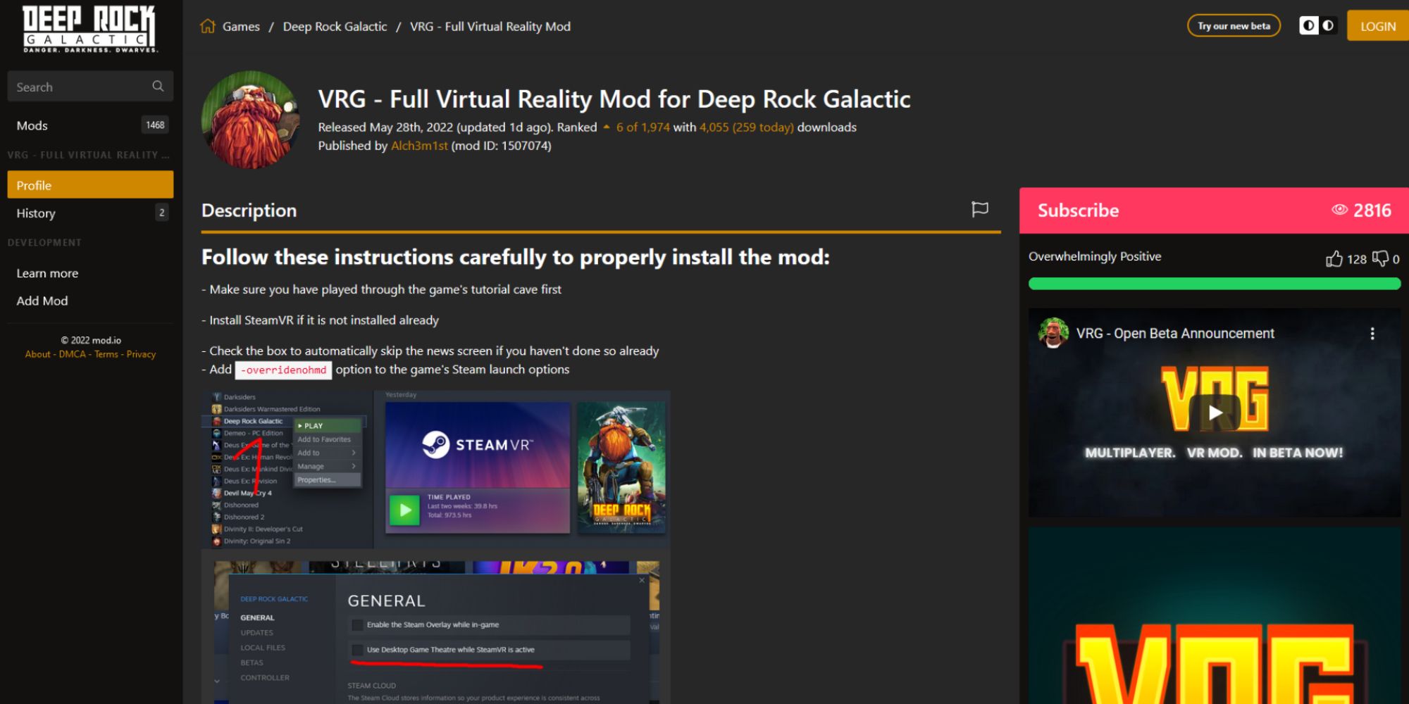 vr Deep Rock Galactic mod