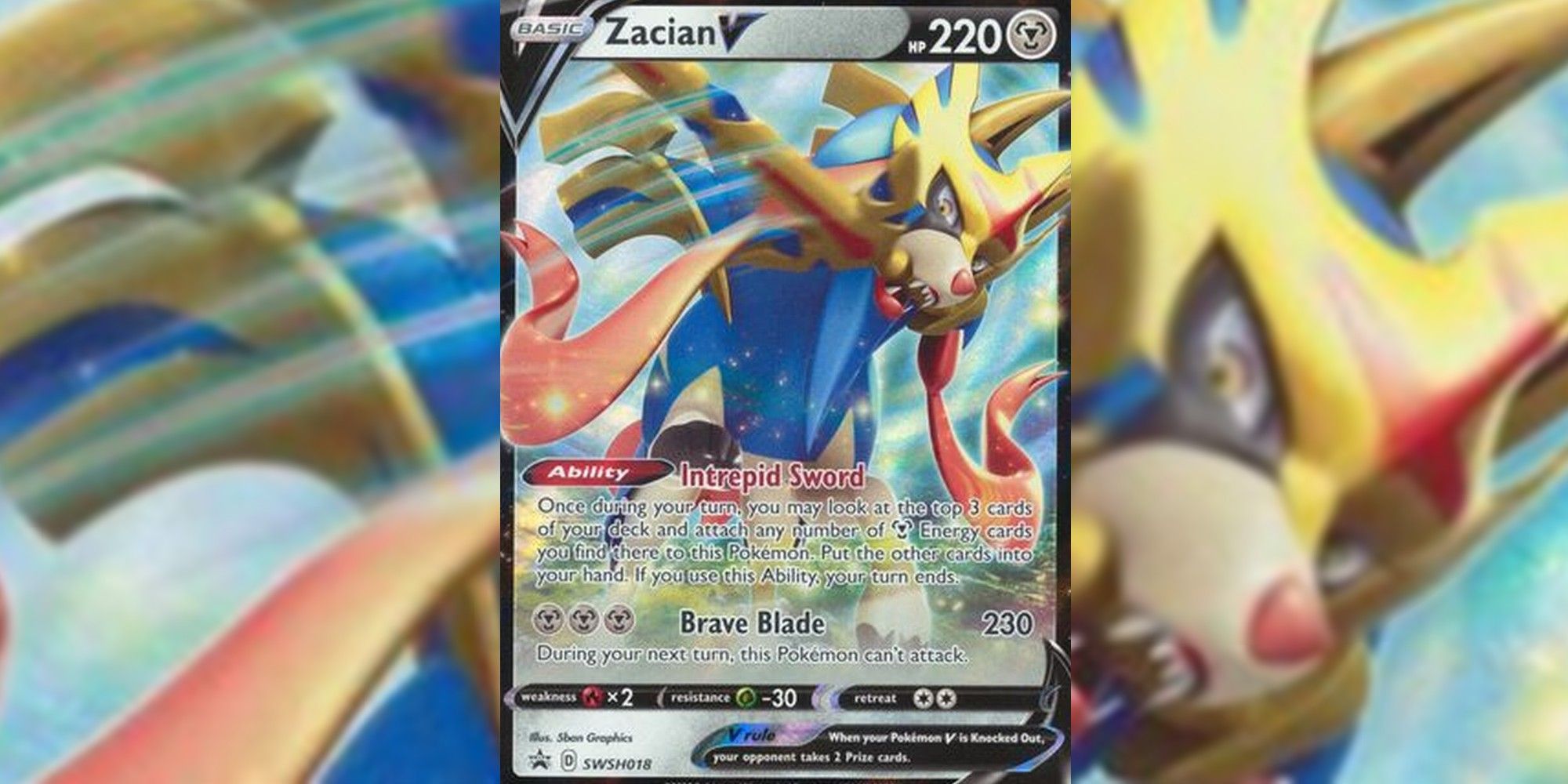 Zacian V card with blurred background