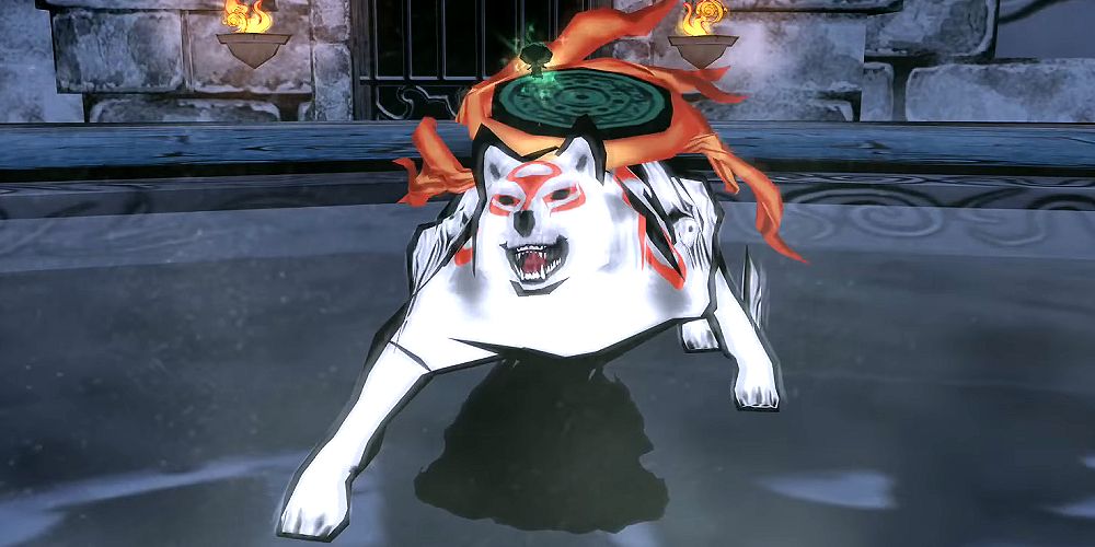 Amaterasu Prepared For Battle With Issun On Her Back