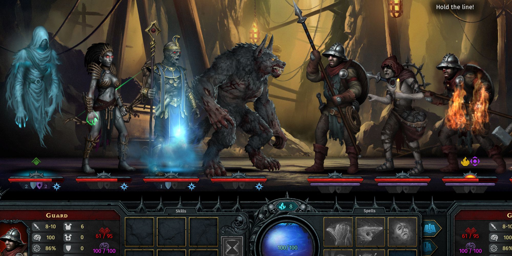 Iratus: Lord of the Dead, battle screen.
