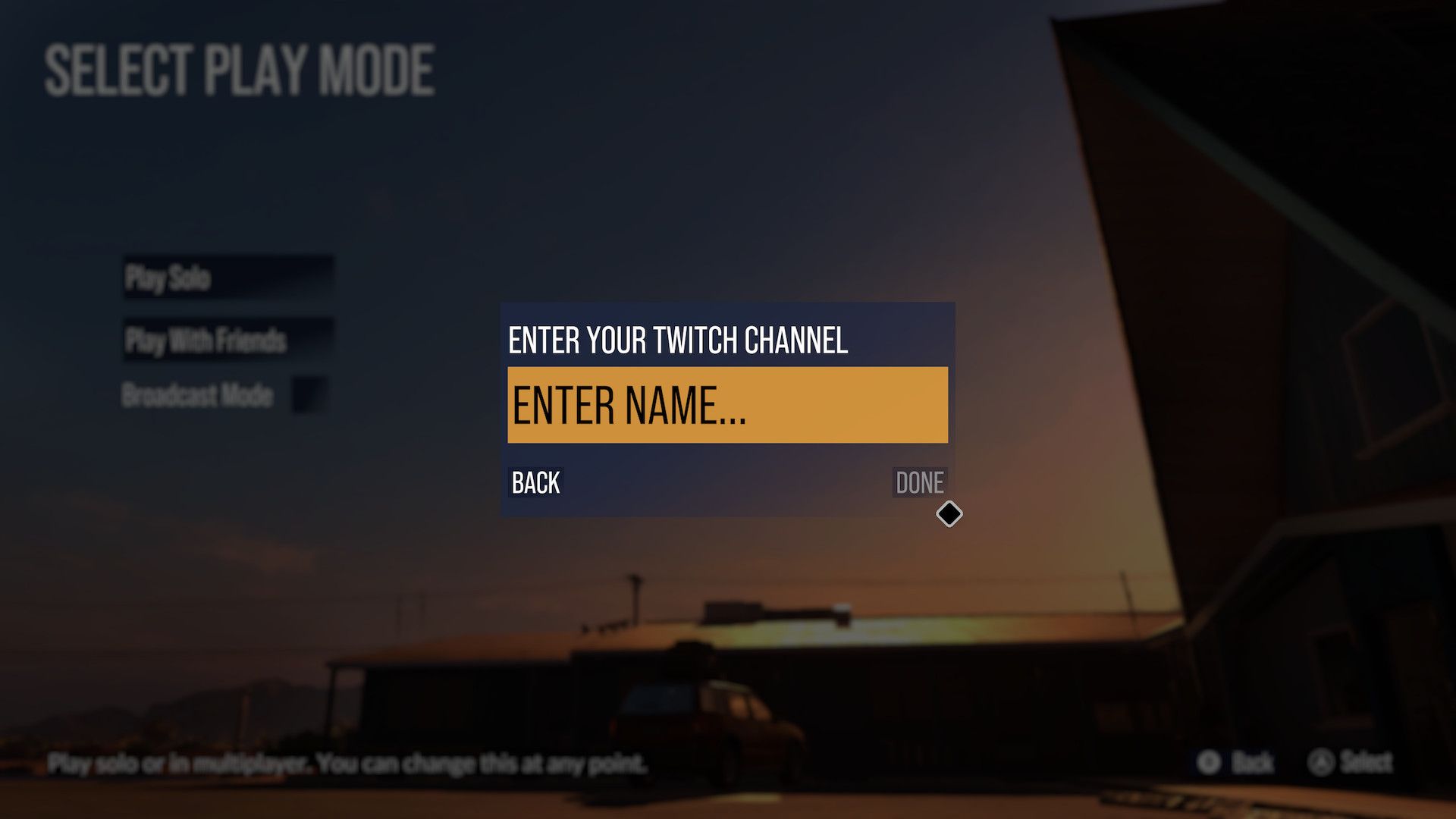 As Dusk Falls Broadcast Mode Enter Name Screen