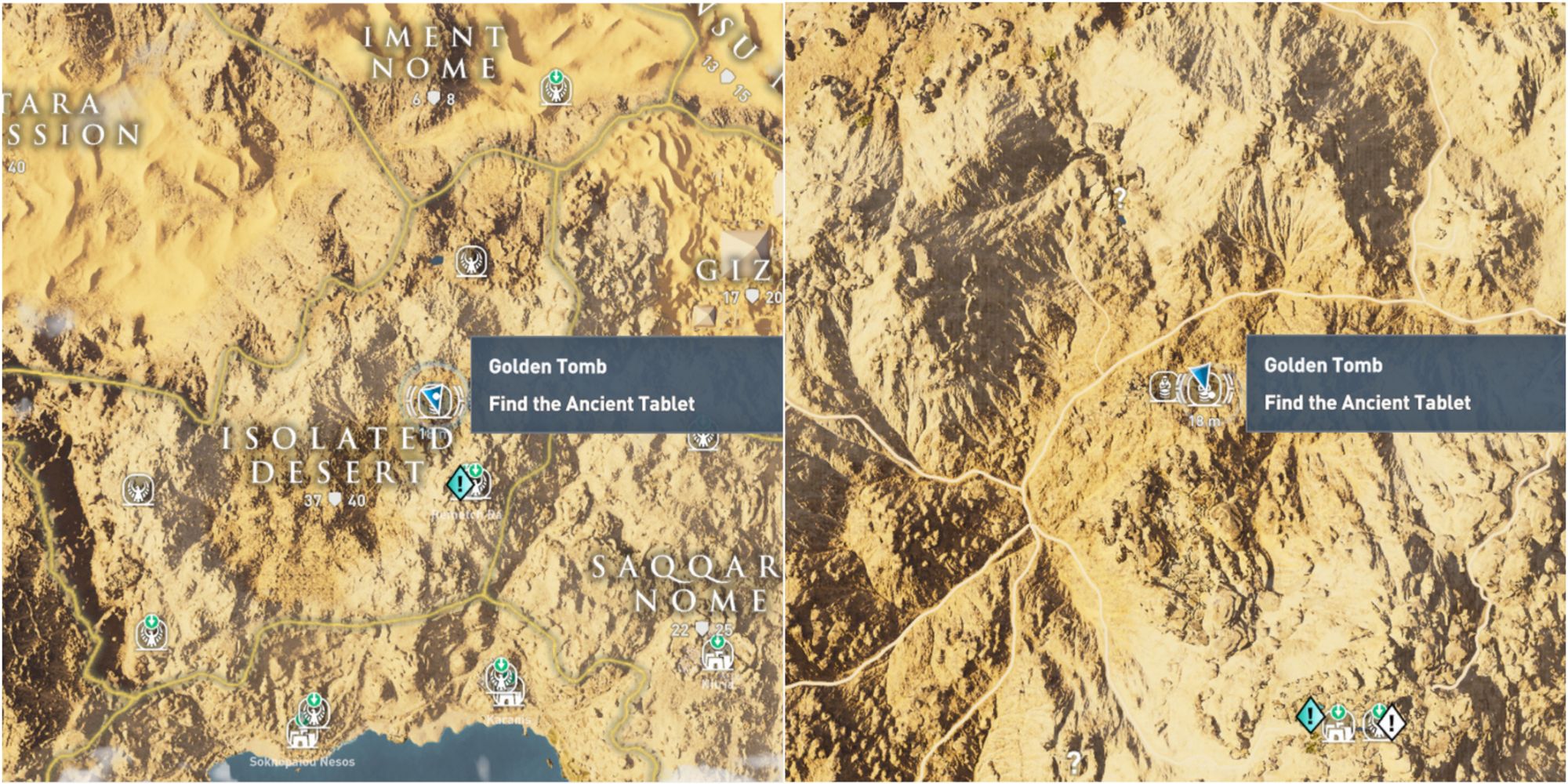 Assassin's Creed Origins Split Image Golden Tomb Locations