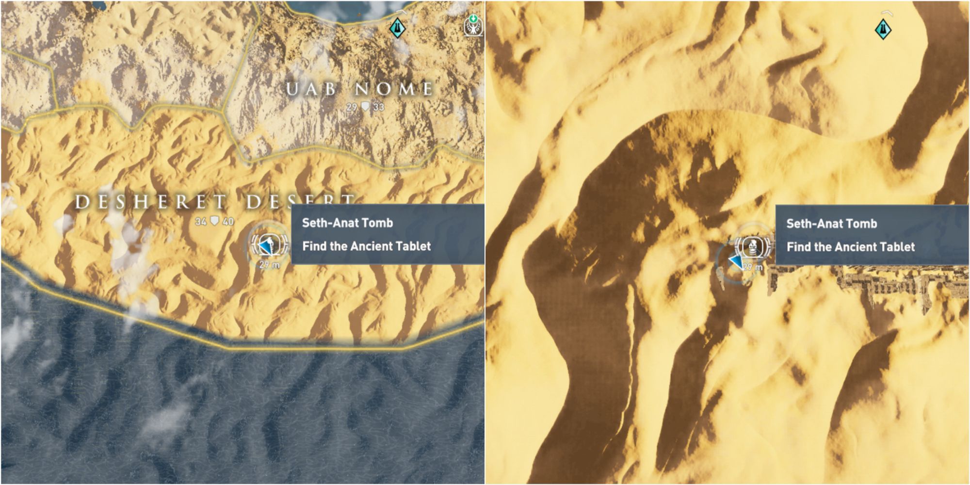 Assassin's Creed Origins Split Image Seth-Anat Tomb Map Location