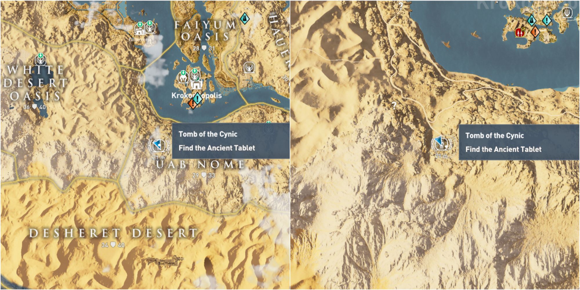 Assassin's Creed Origins Split Image Tomb Of The Cynic Map Location