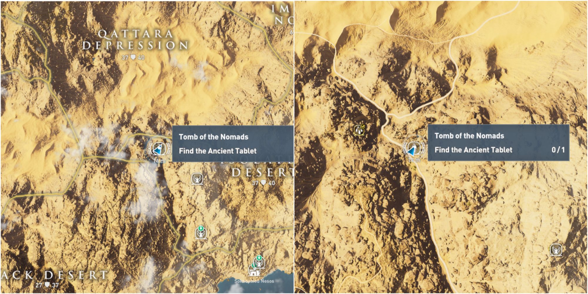Assassin's Creed Origins Split Image Tomb Of The Nomads Map Location