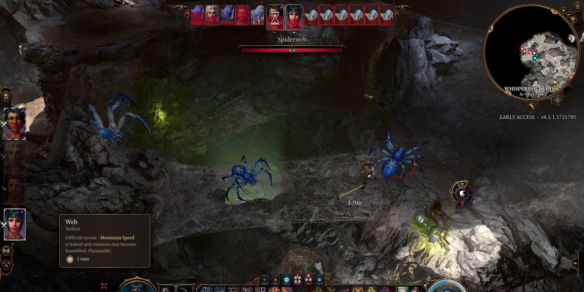 Baldurs Gate 3 combat with phase spiders