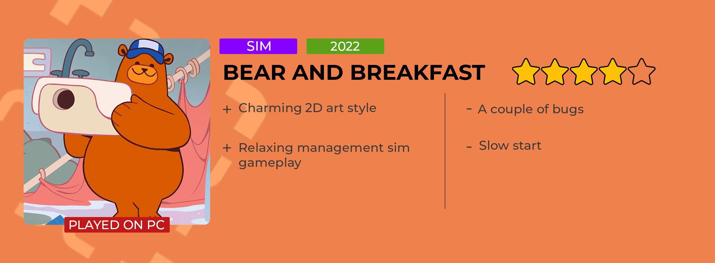 Bear And Breakfast Review Card