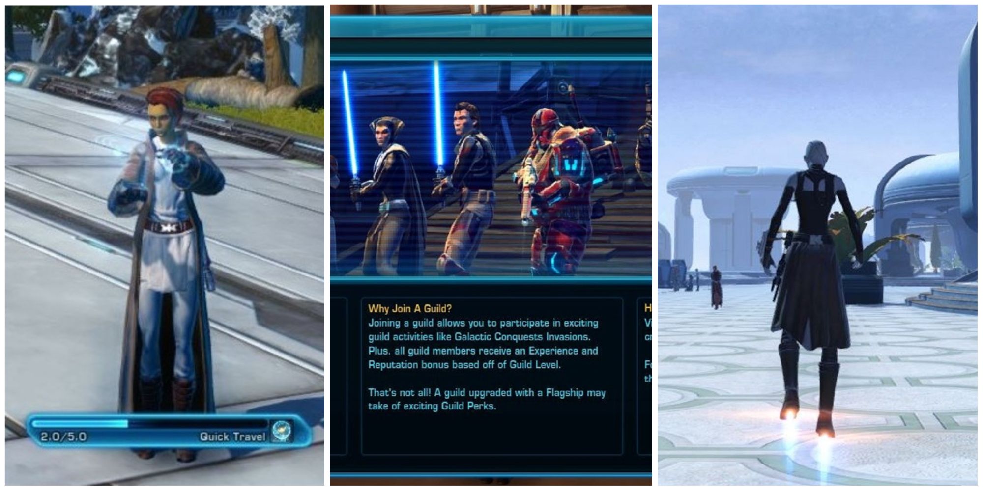 SWTOR quick travel, guild window, and rocket boost