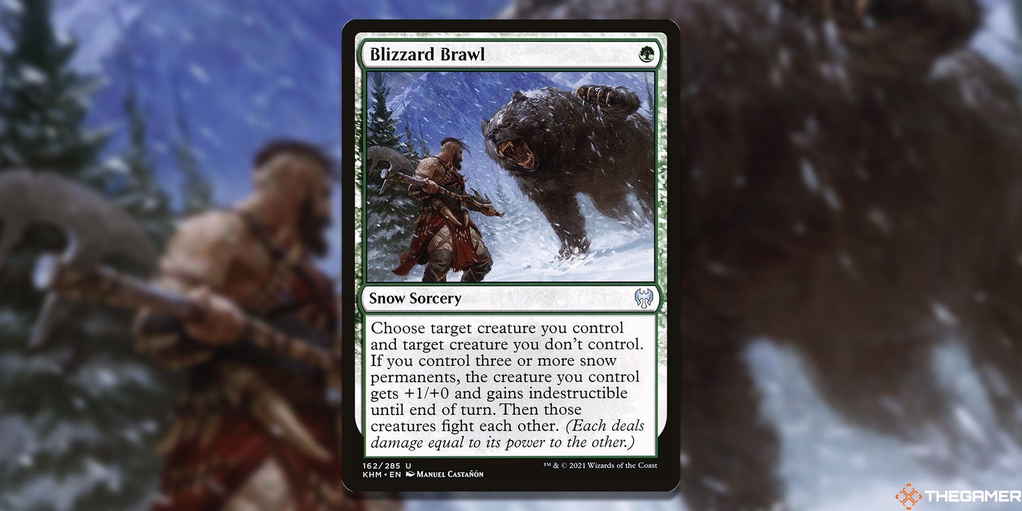 Blizzard Brawl Magic: The Gathering card overlaid over artwork.