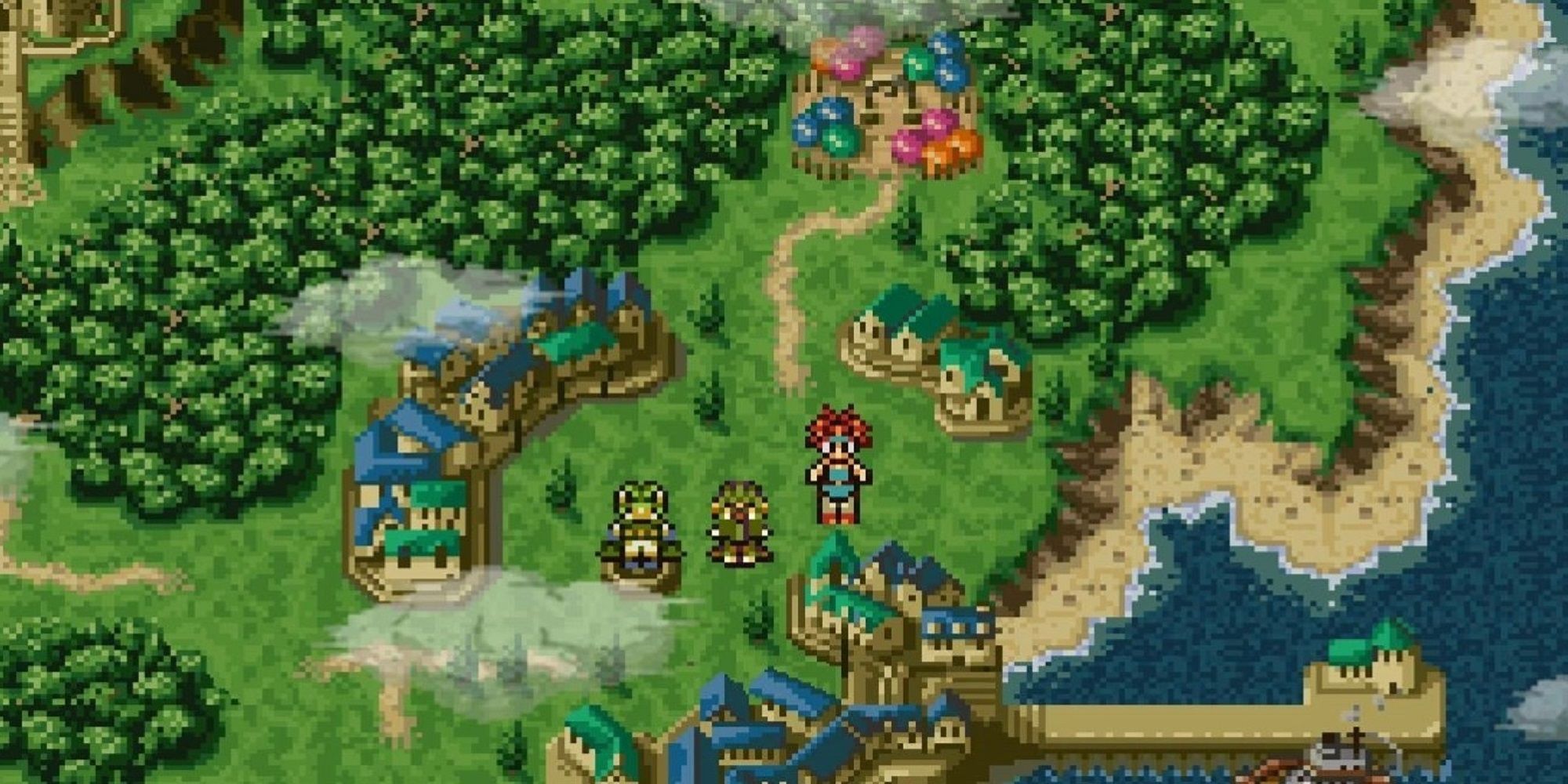 Screencap from Chrono Trigger showing three characters near a beach