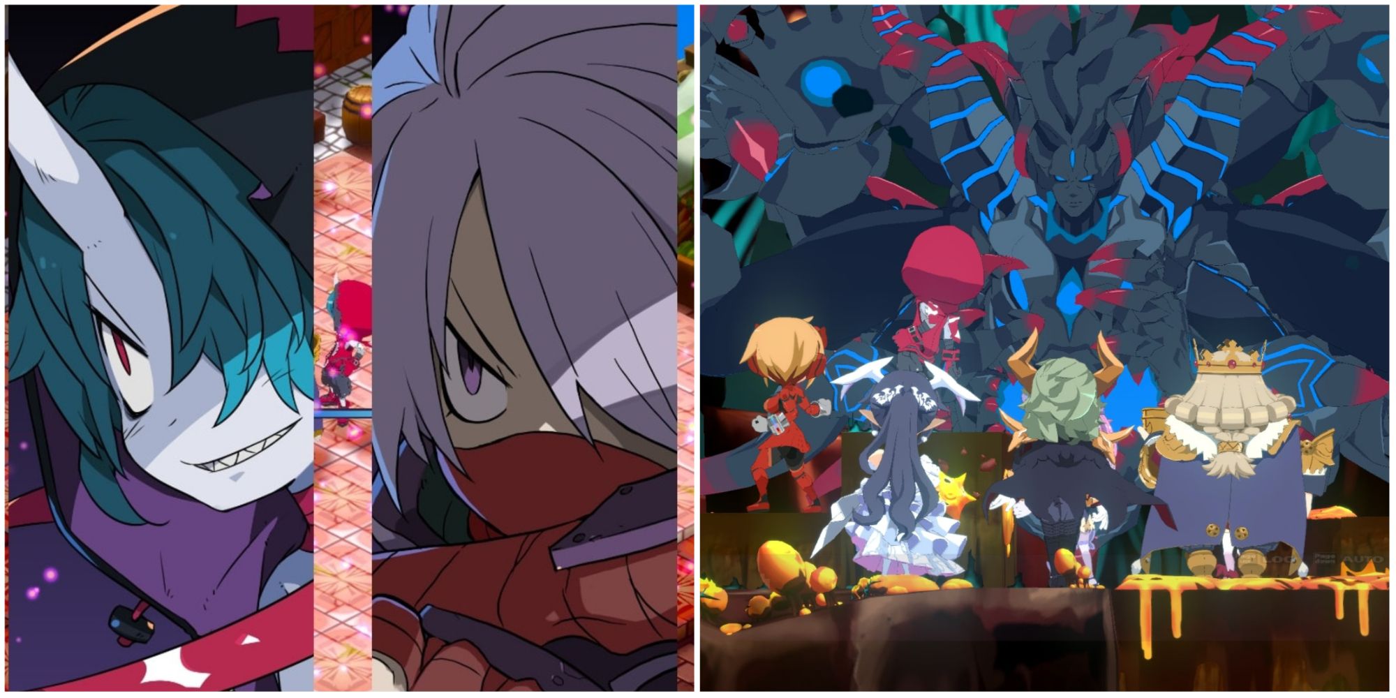 Disgaea 6 collage of team attack and party fighting god 