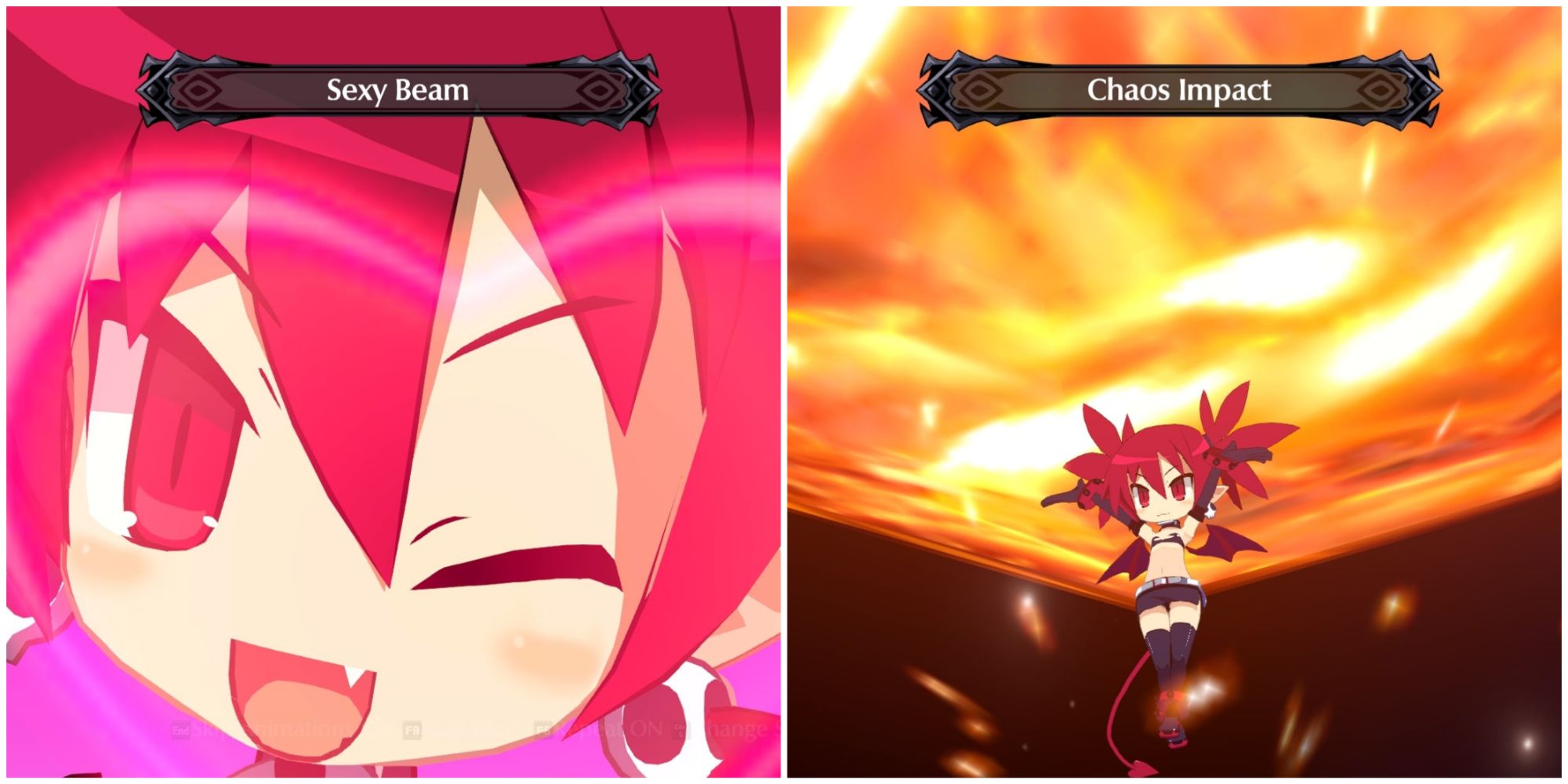 Disgaea 6 - collage of etna using Sexy Beam and Chaos Impact