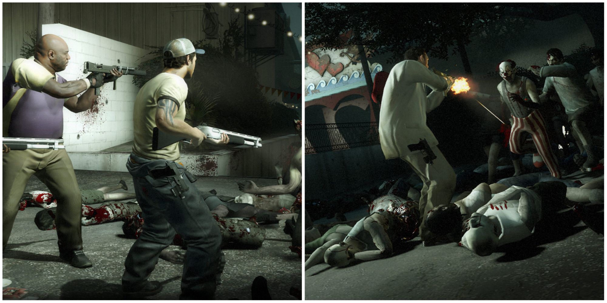 Left 4 Dead 2 collage of holding off hordes of zombies