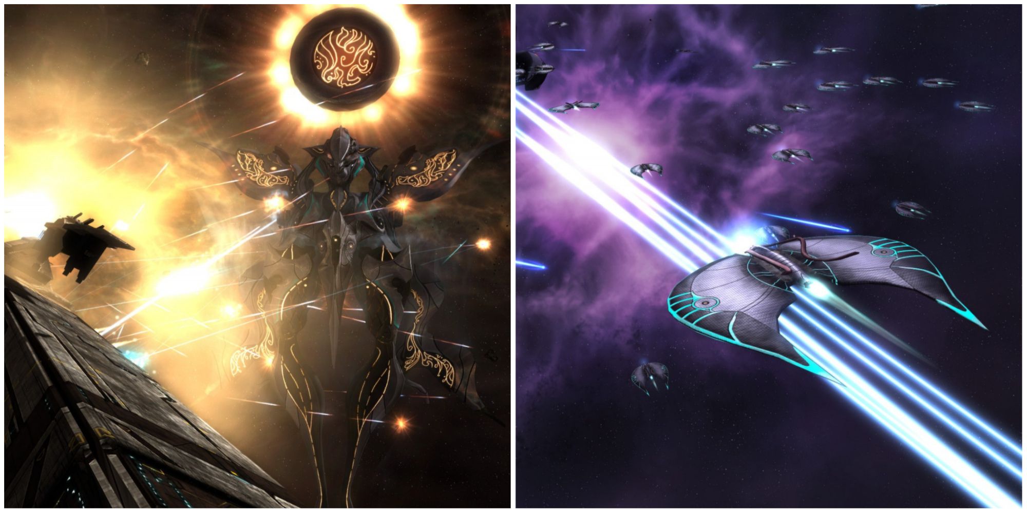 Sins Of A Solar Empire: Rebellion - collage of vasari Titan and an advent frigate