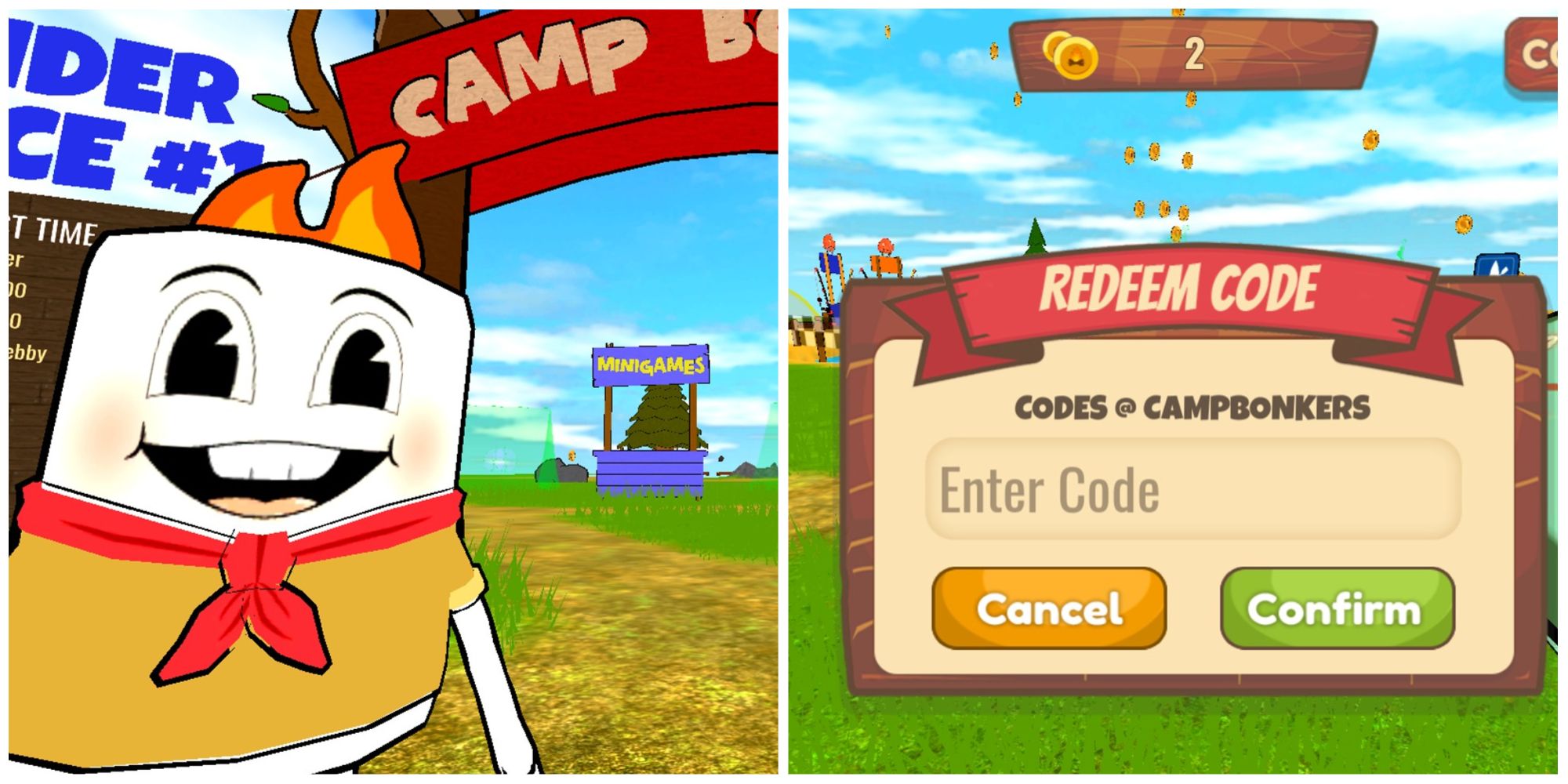 Camp Bonkers Character And Codes Page