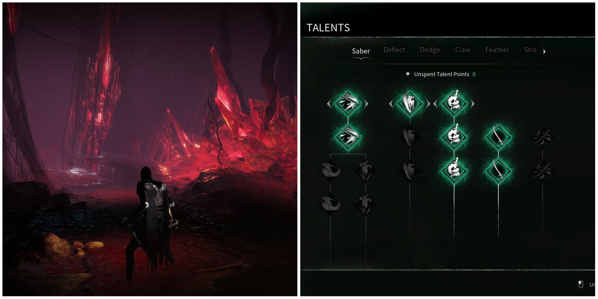 Thymesia - collage of blood crystals and talent screen