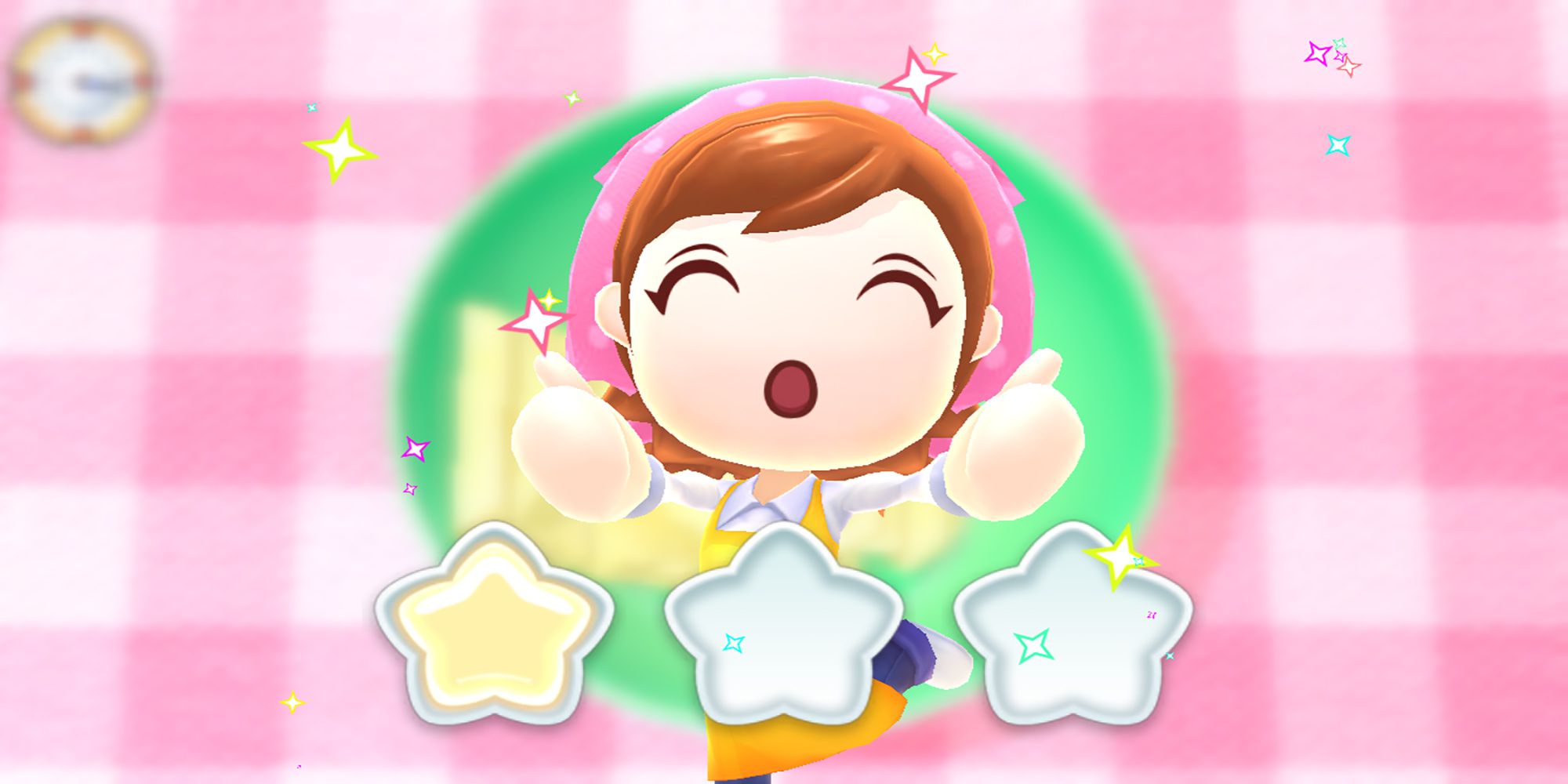 Cooking Mama blows you a kiss for your expertly cut potatoes in Cooking Mama: Cuisine!