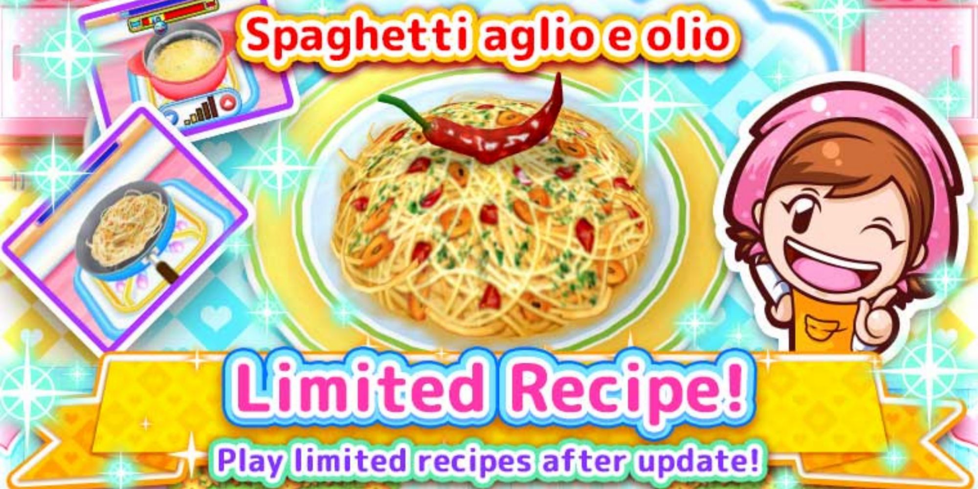 Mama presents the recipe spaghetti aglio e olio as a limited recipe