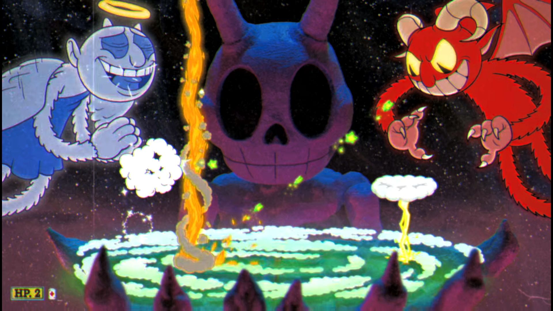 Cuphead The Delicious Course, The Angel And Devil, Dashing Through Pillar Of Flame