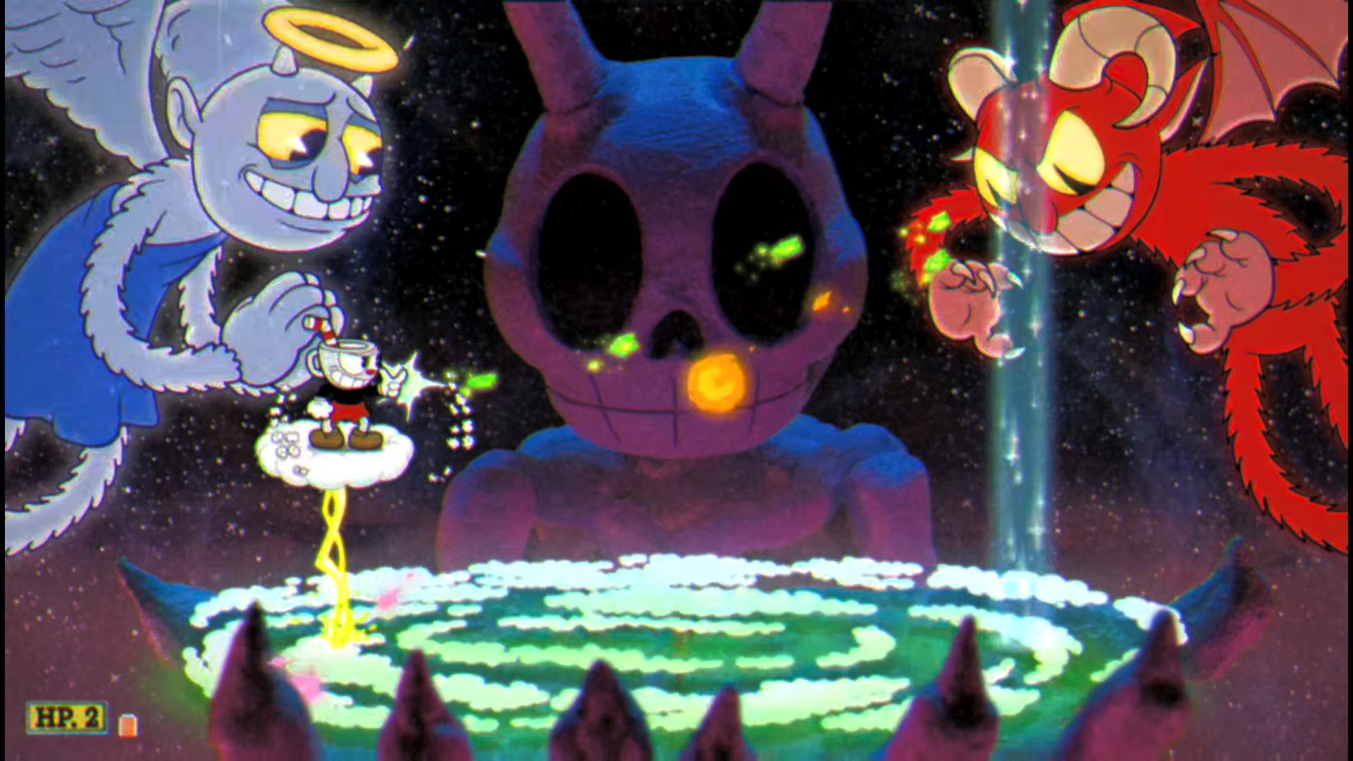 Cuphead The Delicious Course, The Angel And Devil, Shooting the Devil on a cloud