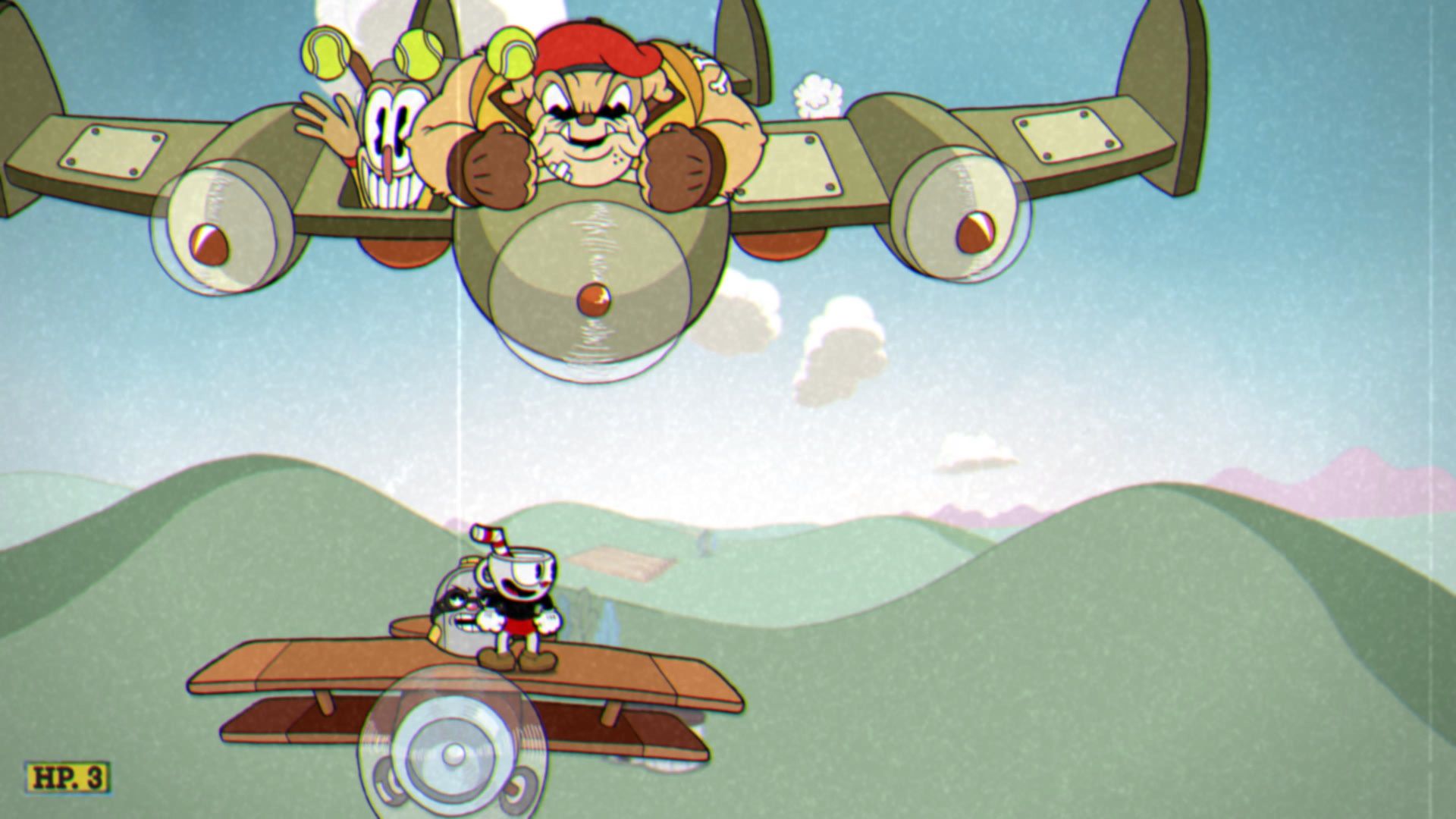 Cuphead The Delicious Course, The Howling Aces, Phase 1, Tennis ball attack large