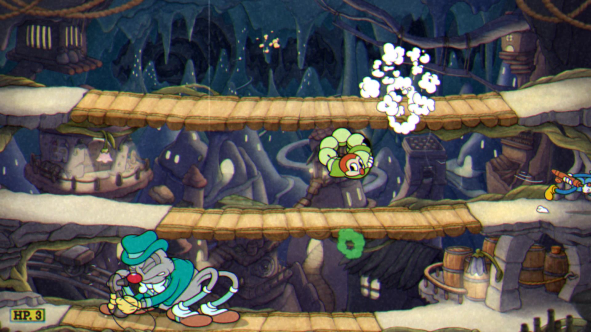 Cuphead The Delicious Course, The Moonshine Mob, Phase 1, Dodging with the smoke bomb