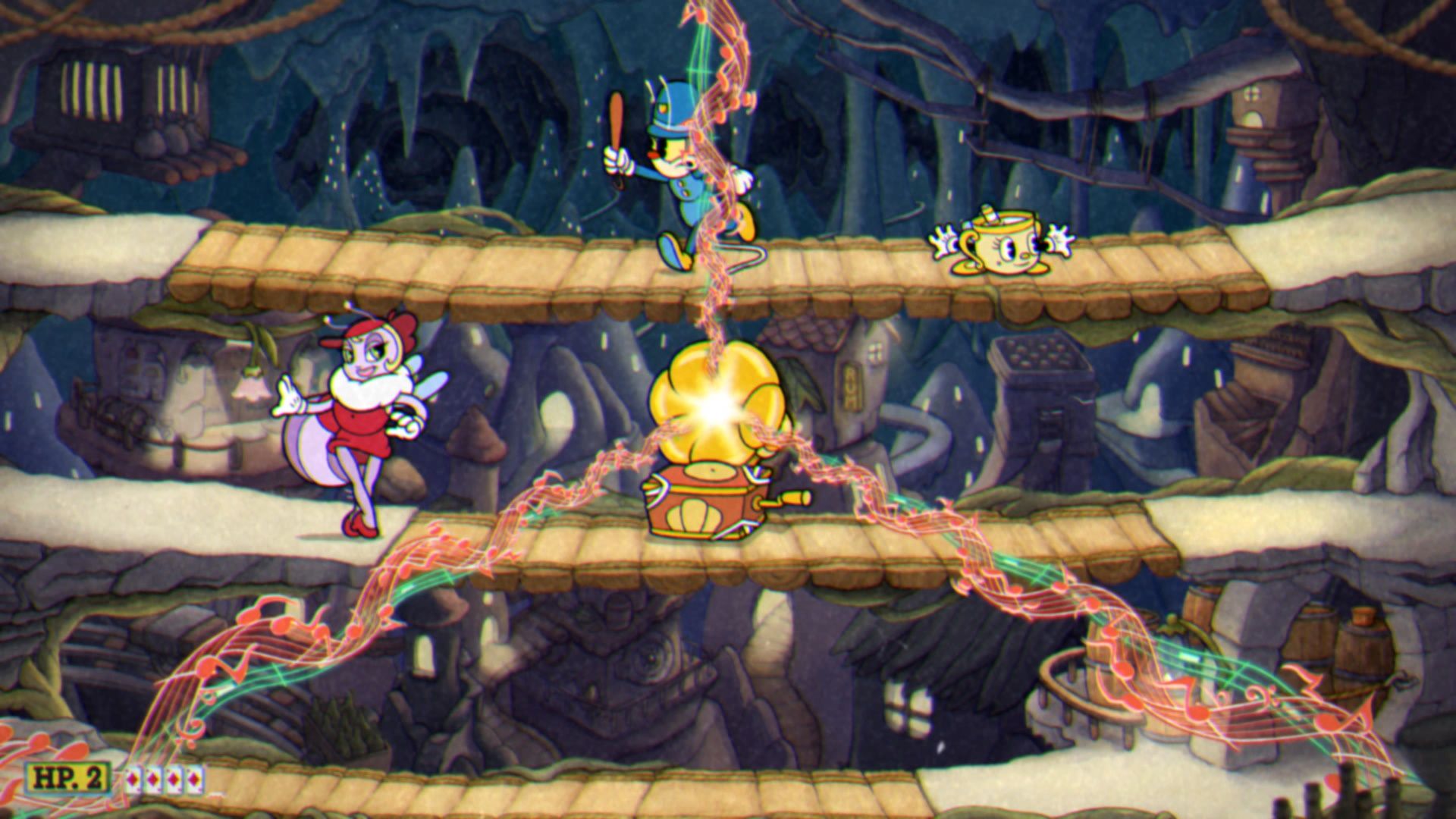 Cuphead The Delicious Course, The Moonshine Mob, Phase 2, Ms Chalice fighting the Lady Bug