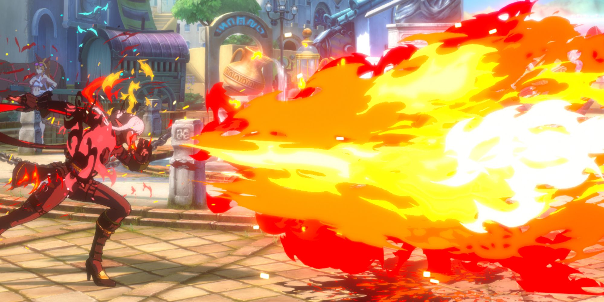 Kunoichi performing the MP Special Move Fire Art: Fireball in DNF Duel