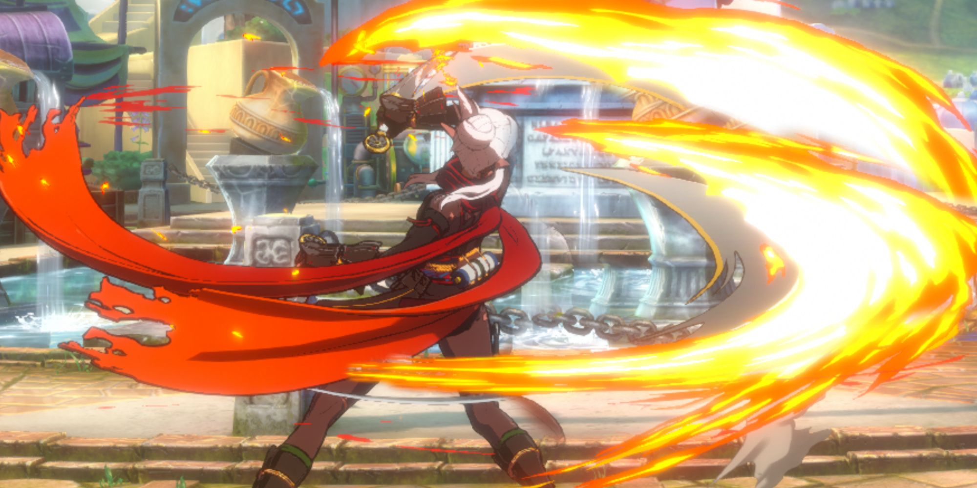 Kunoichi performing the Special Move Flame Cut in DNF Duel