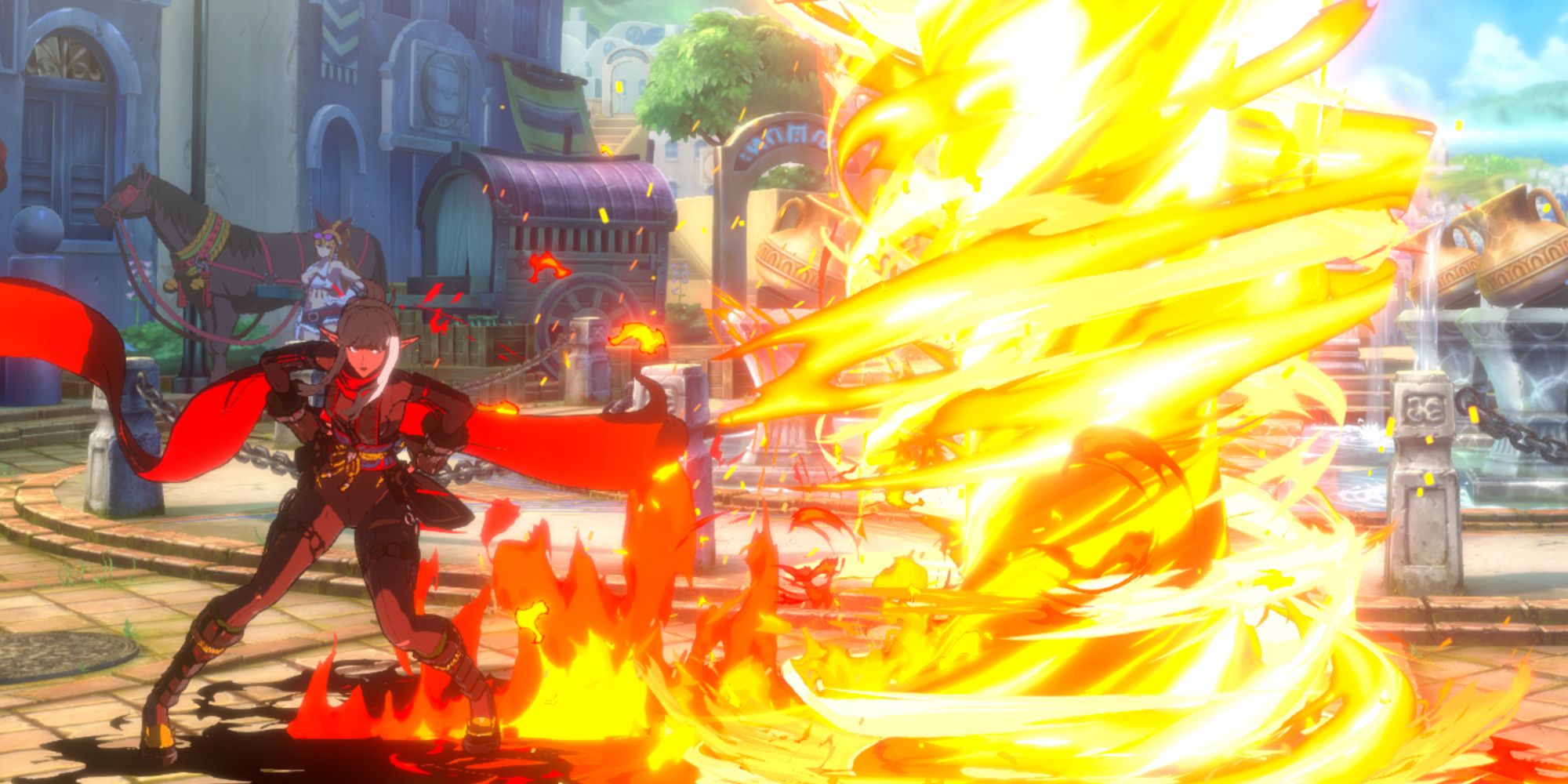 Kunoichi performing the MP Special Move Flame Tornado in DNF Duel