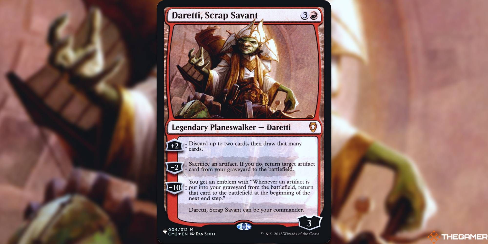 Daretti, Scrap Savant Magic: The Gathering card overlaid over artwork.