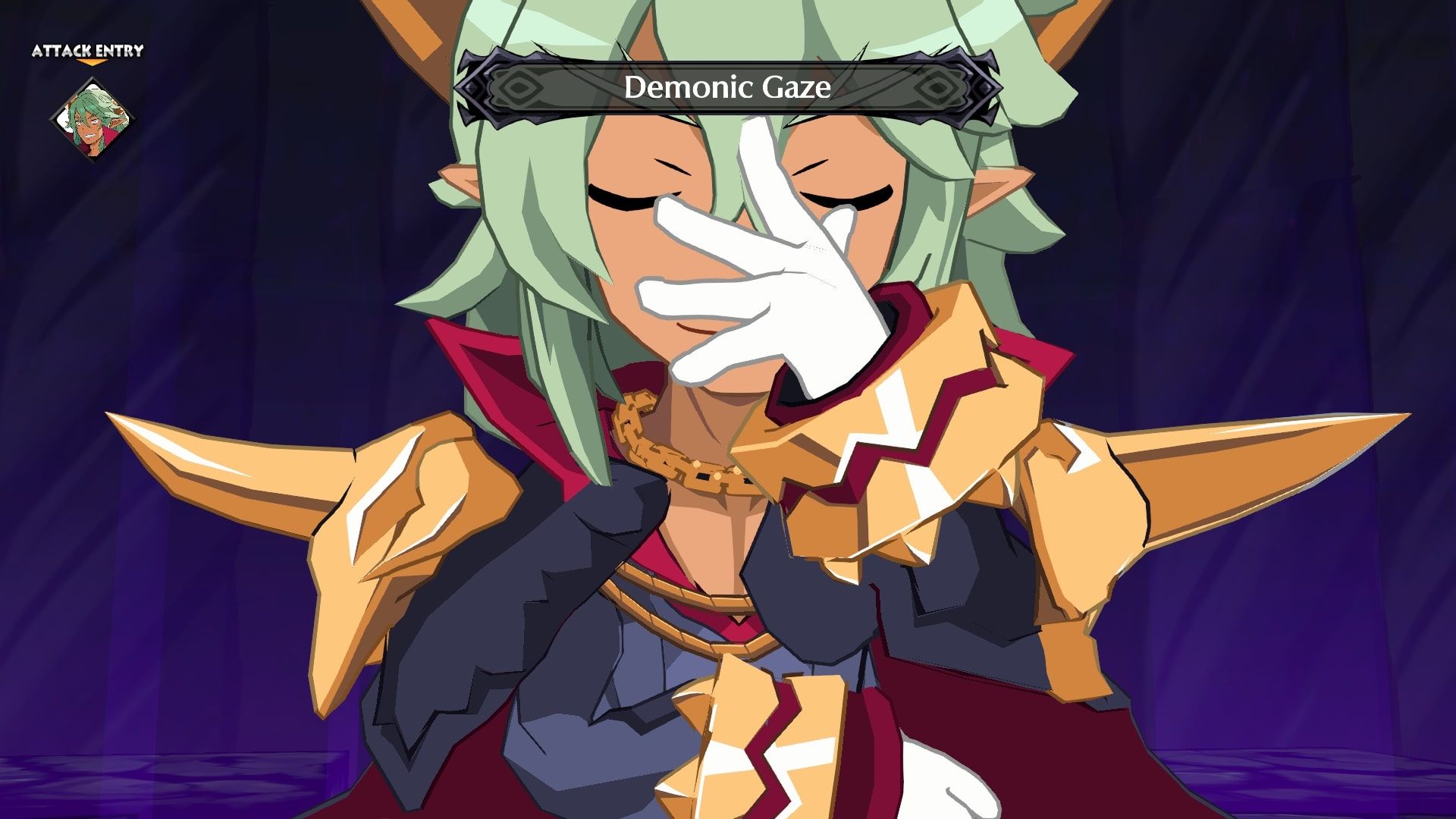 Disgaea 6 Overlord Ivar casting Demonic Gaze