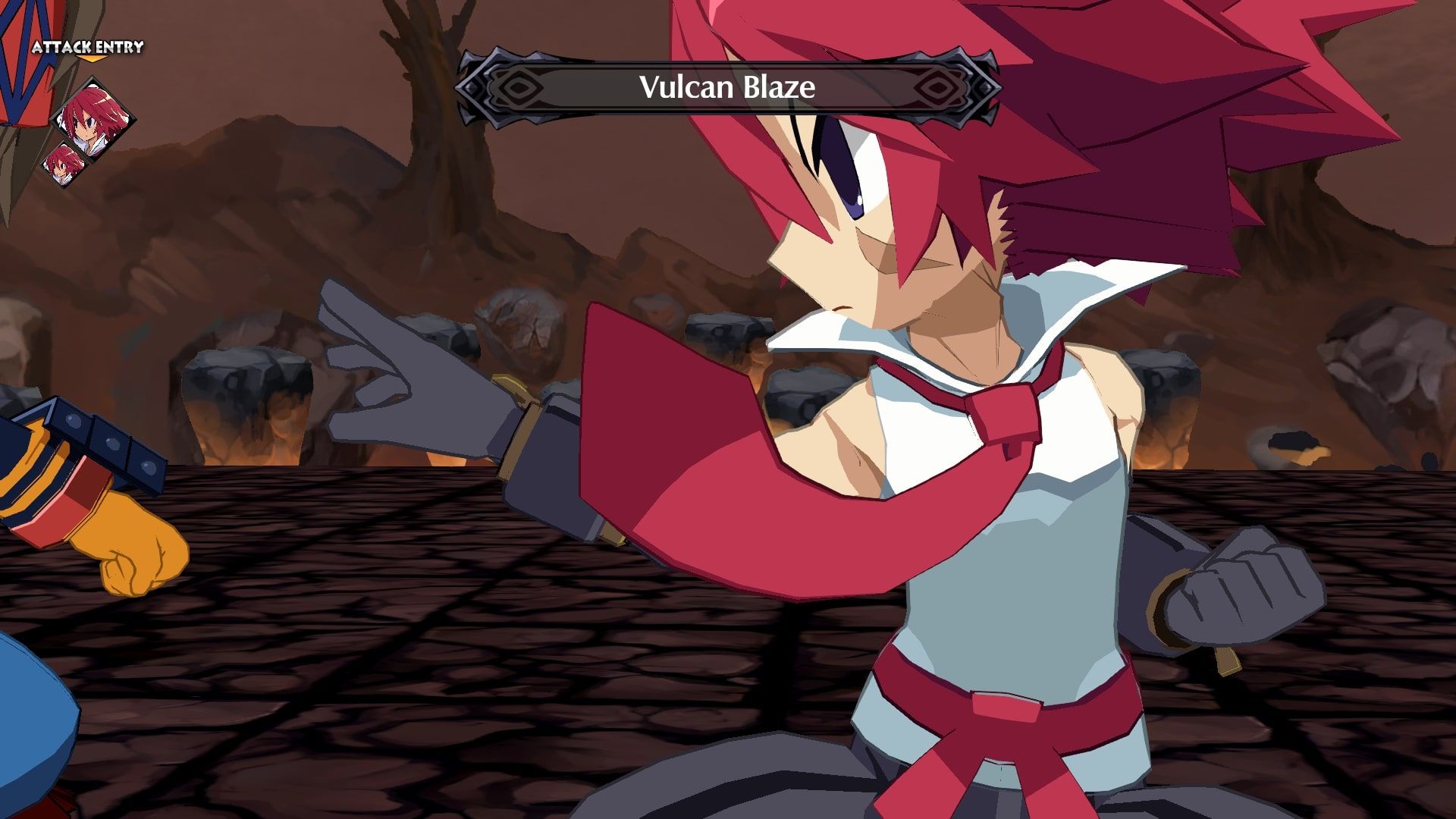 Disgaea 6 Adell using Vulcan Blaze on a Warrior