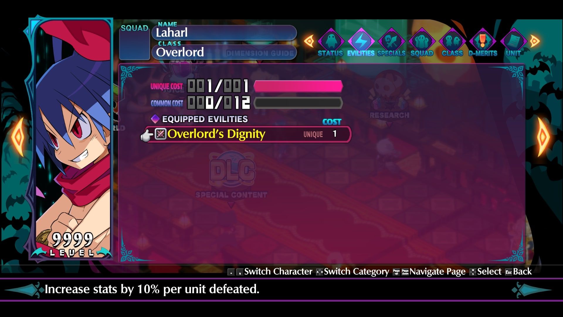 Disgaea 6 Laharl evility screen