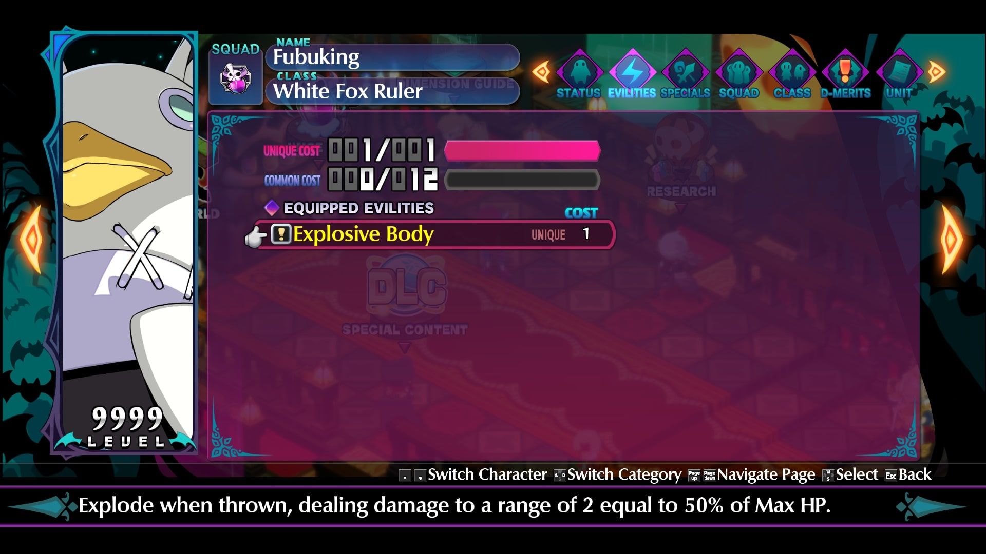 Disgaea 6 Fubuking evility screen