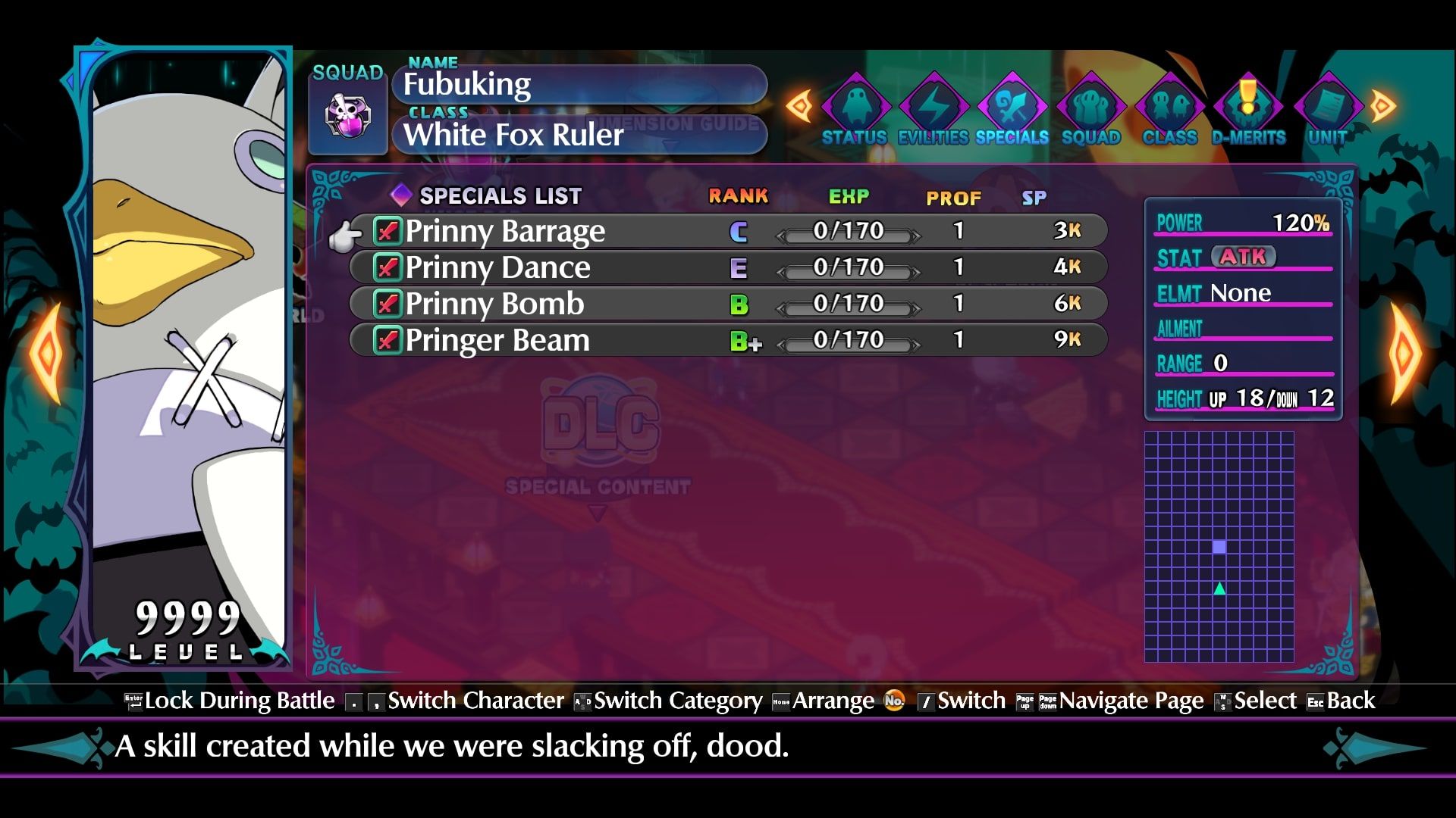 Disgaea 6 Fubuking Special Attack list